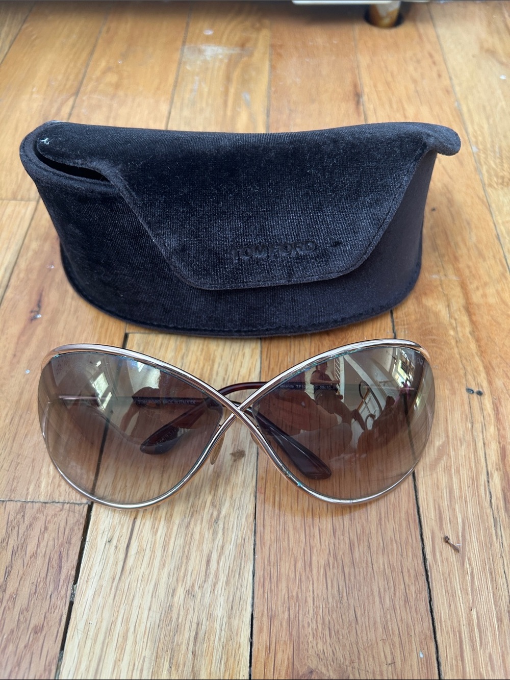 Tom Ford Brown Gradient Butterfly Women's Sunglasses